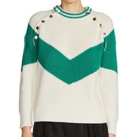 Maje Sweaters - ⚡️SOLD⚡️ maje marina chevron cotton-wool knit sweater - size 2